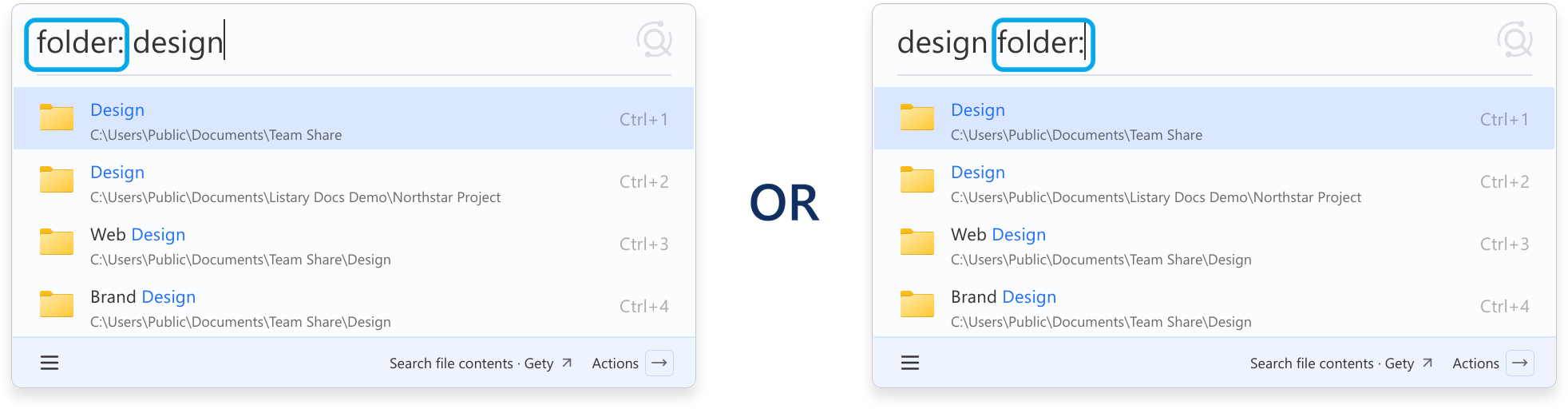 Filtering results with a filter keyword