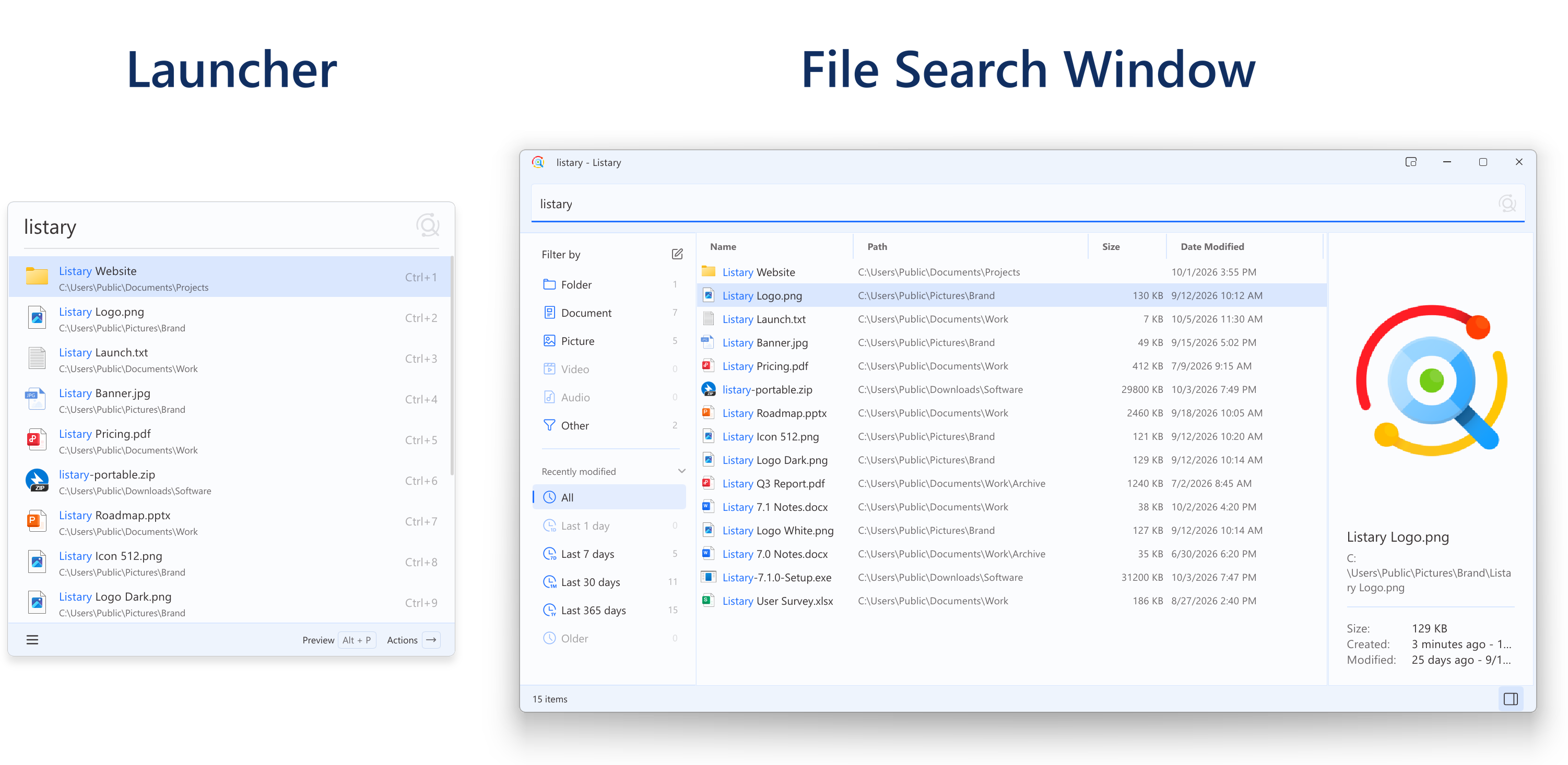 Launcher and File Search Window